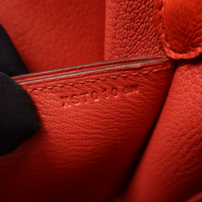 HERMES Evercolour皮革Roulis Mini銀扣肩背袋Rouge Tomate-13