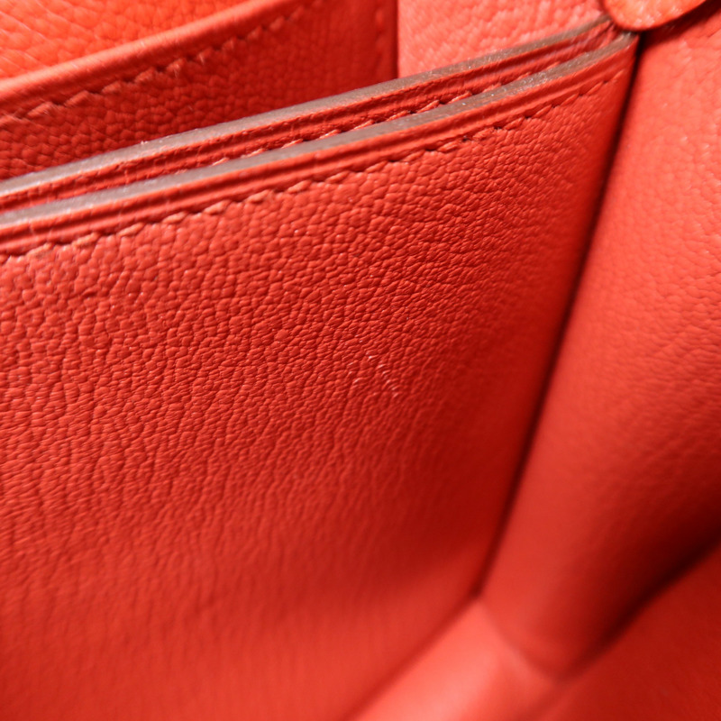 HERMES Evercolour皮革Roulis Mini銀扣肩背袋Rouge Tomate-14