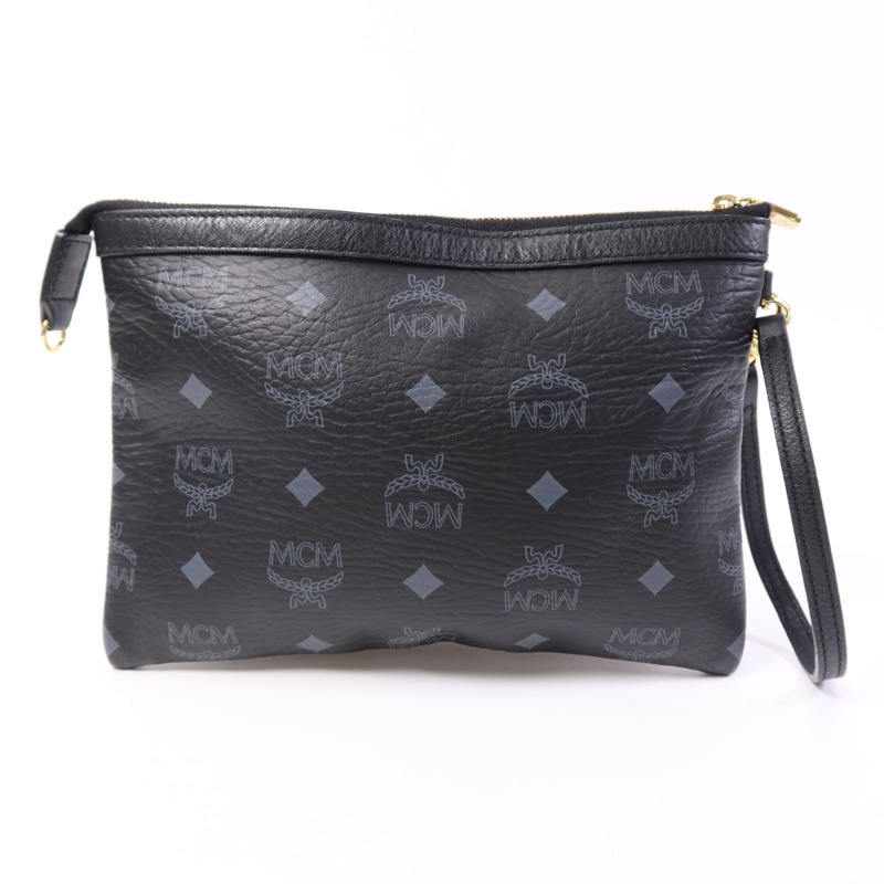MCM 塗層帆布Clutch金扣手拿包-1