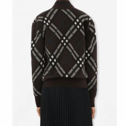 Burberry 女士 格紋羊毛混紡針織開衫XXS XS S M L XL碼-4