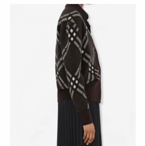 Burberry 女士 格紋羊毛混紡針織開衫XXS XS S M L XL碼-5
