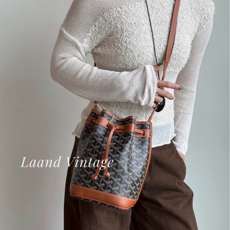 98成新 Goyard 棕色抽繩水桶包-5