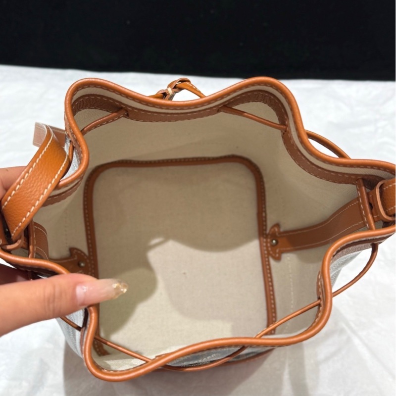 98成新 Goyard 棕色抽繩水桶包-7