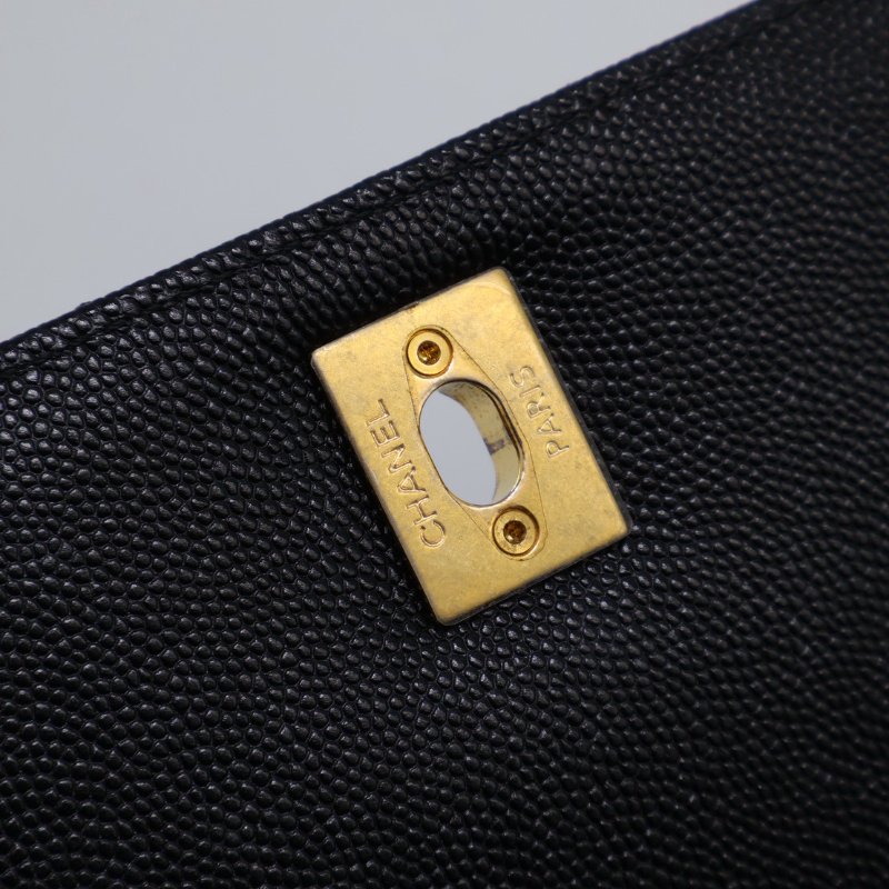 CHANEL Coco handleV字蜥蜴紋壓花手柄 - 中號黑金26開-8