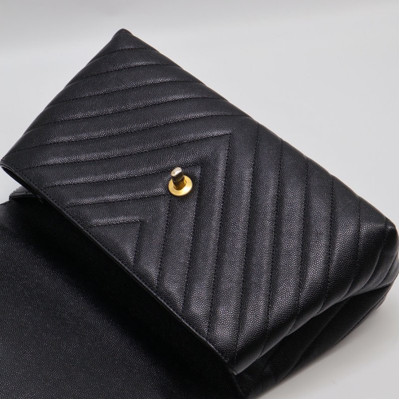 CHANEL Coco handleV字蜥蜴紋壓花手柄 - 中號黑金26開-9