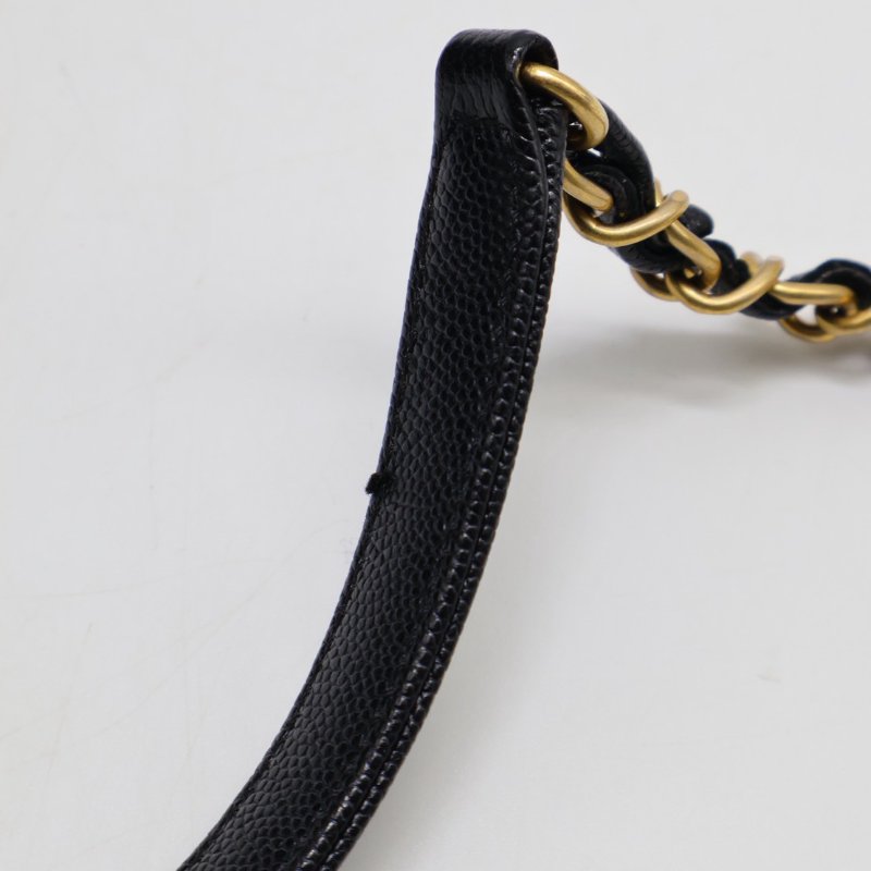 CHANEL Coco handleV字蜥蜴紋壓花手柄 - 中號黑金26開-11