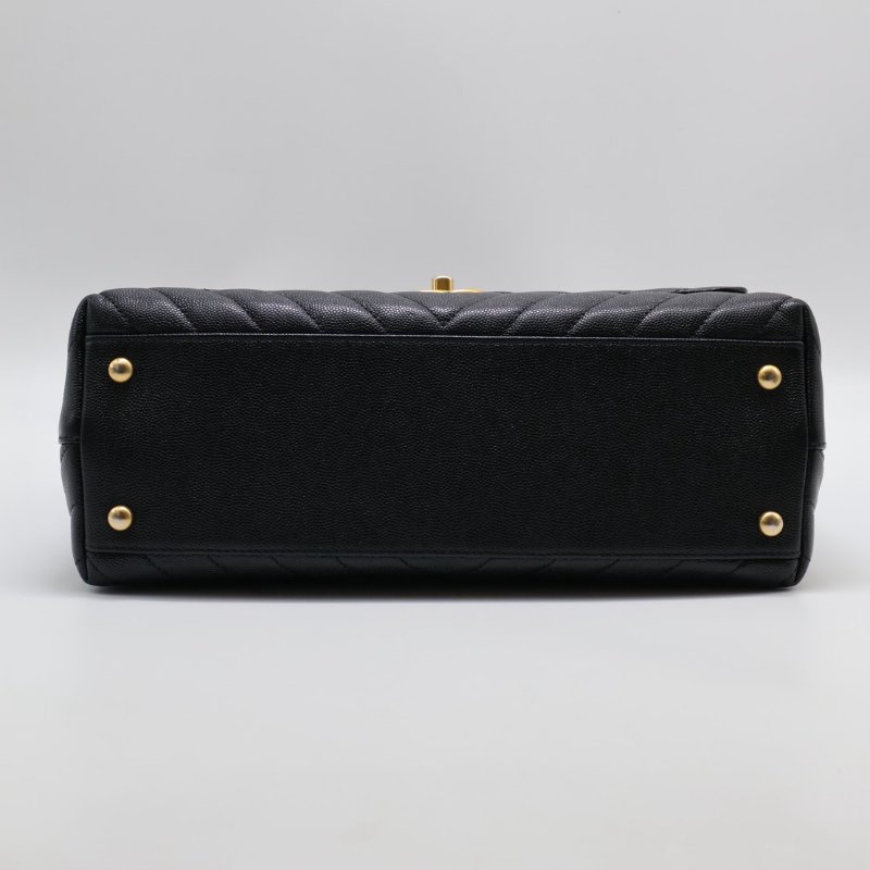 CHANEL Coco handleV字蜥蜴紋壓花手柄 - 中號黑金26開-17