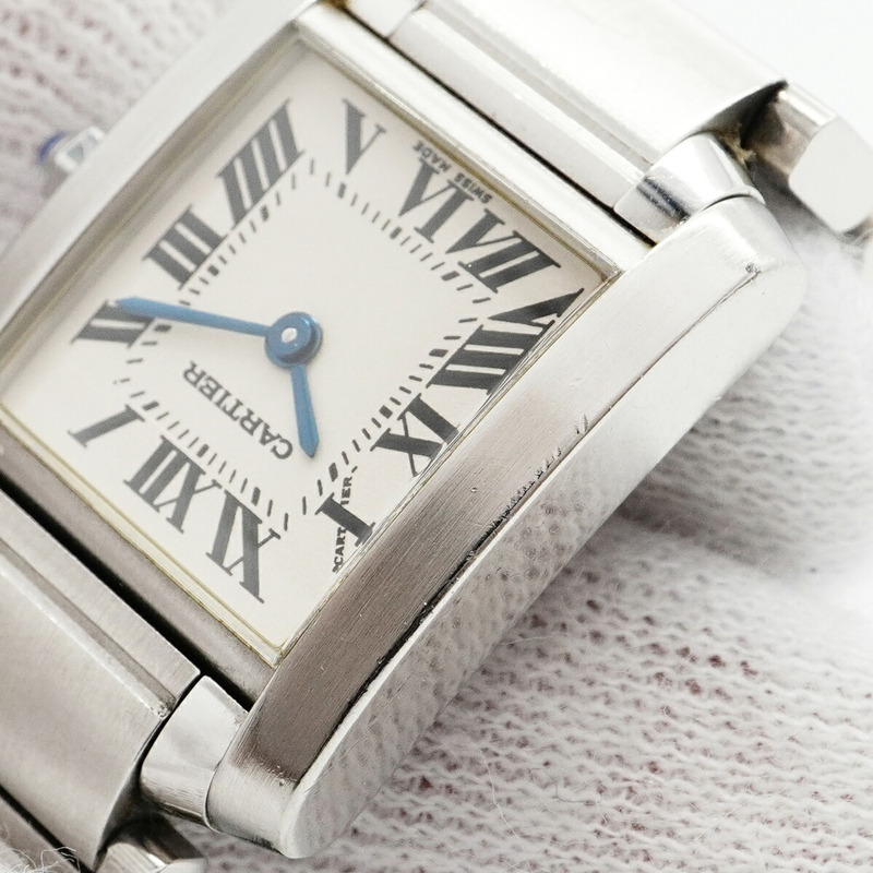 卡地亞 Tank Française SM W51008Q3 象牙色錶盤女士腕錶-6