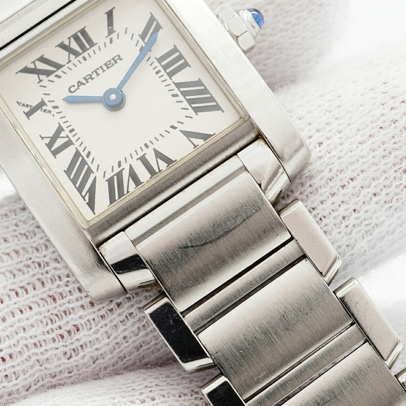 卡地亞 Tank Française SM W51008Q3 象牙色錶盤女士腕錶-7