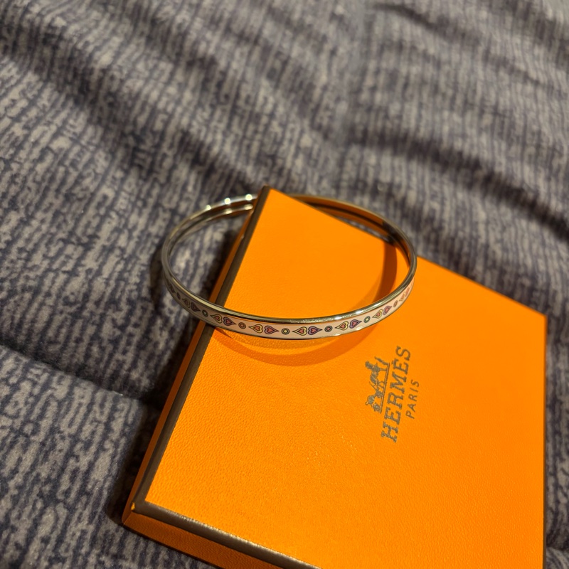 Hermes Harnais de Coeur手環 65碼 S號 愛心 愛馬仕琺瑯手鐲-10