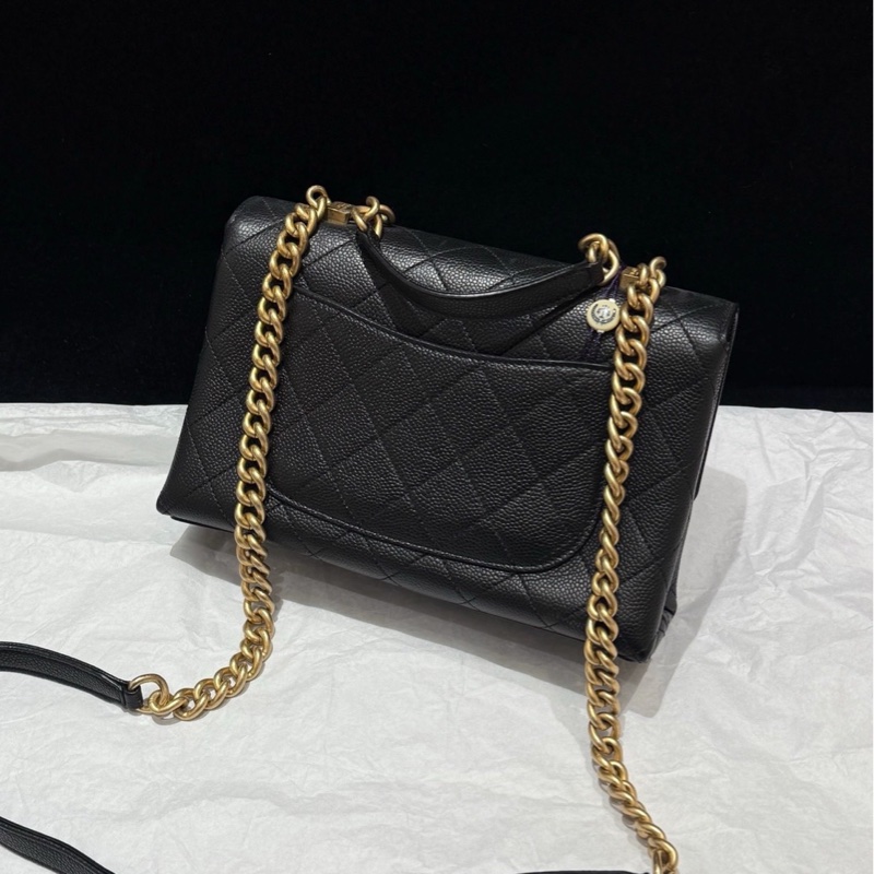 98成新 Chanel黑金荔枝皮季節款鏈條包-1
