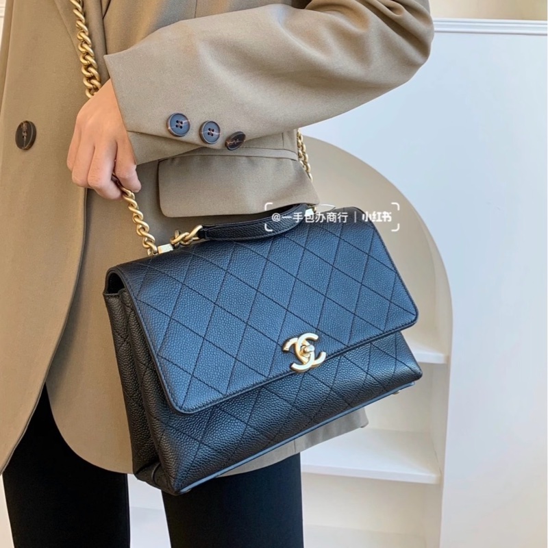 98成新 Chanel黑金荔枝皮季節款鏈條包-6