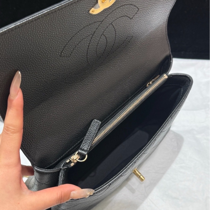 98成新 Chanel黑金荔枝皮季節款鏈條包-9