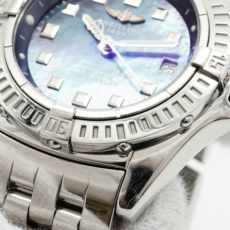 百年靈 Calistino A72345 藍色錶盤小姐腕錶-6