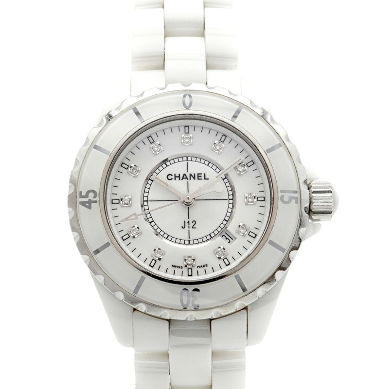 香奈兒 J12 H1628 白色錶盤女錶-0