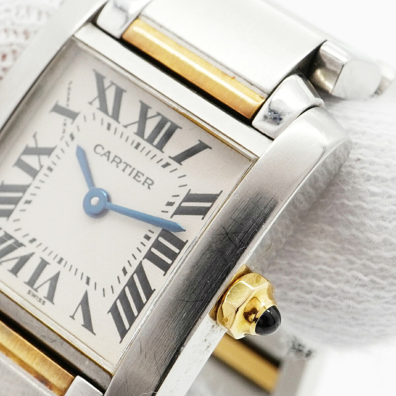 卡地亞 Tank Française SM 雙色腕錶 W51007Q4 象牙色錶盤 女士款-6