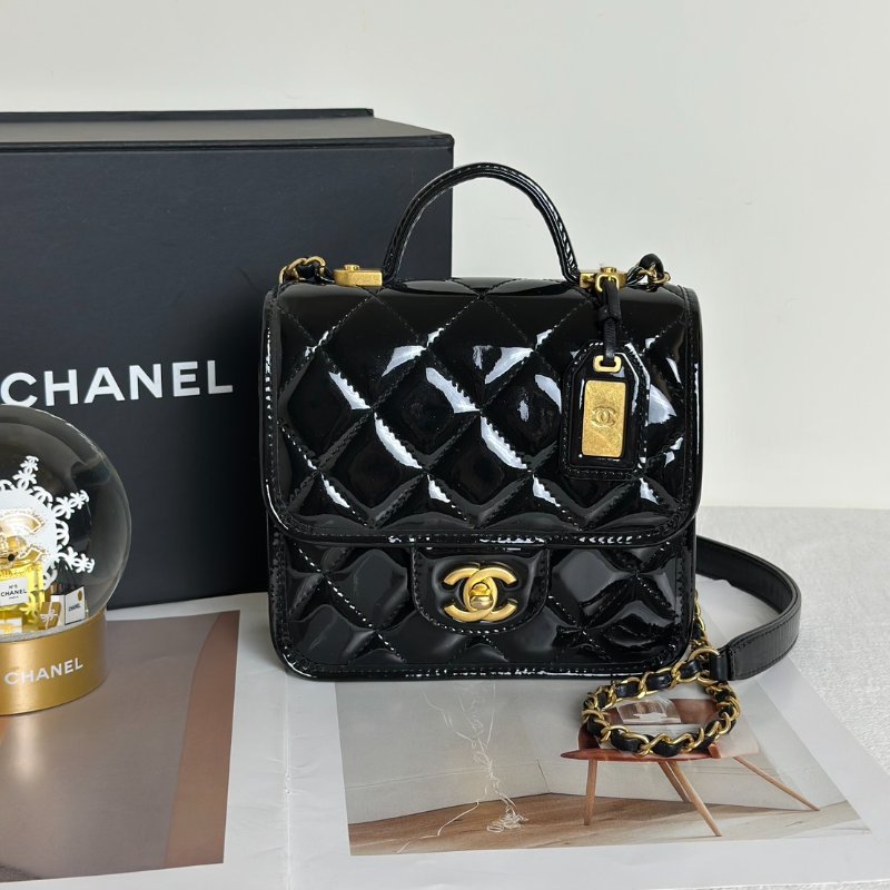 CHANEL 22K漆皮豆腐包 - 黑金-0