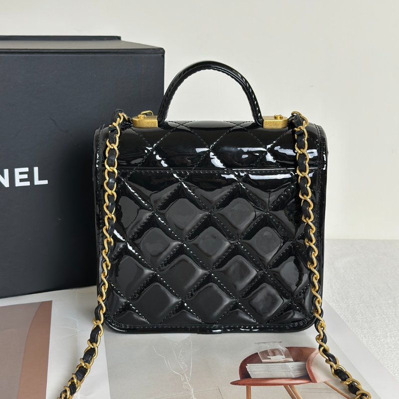 CHANEL 22K漆皮豆腐包 - 黑金-2