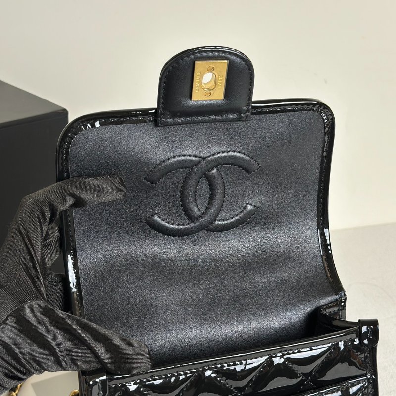 CHANEL 22K漆皮豆腐包 - 黑金-7