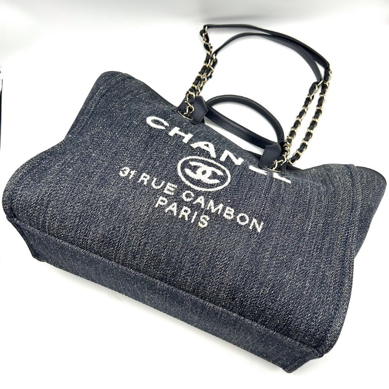 CHANEL22B藍金大號子母 托特肩背手提沙灘包38.5*30.5*13 99新配件塵袋盒子購證-5