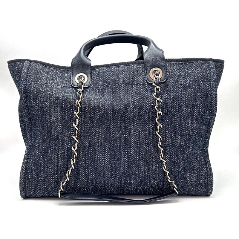 CHANEL22B藍金大號子母 托特肩背手提沙灘包38.5*30.5*13 99新配件塵袋盒子購證-6