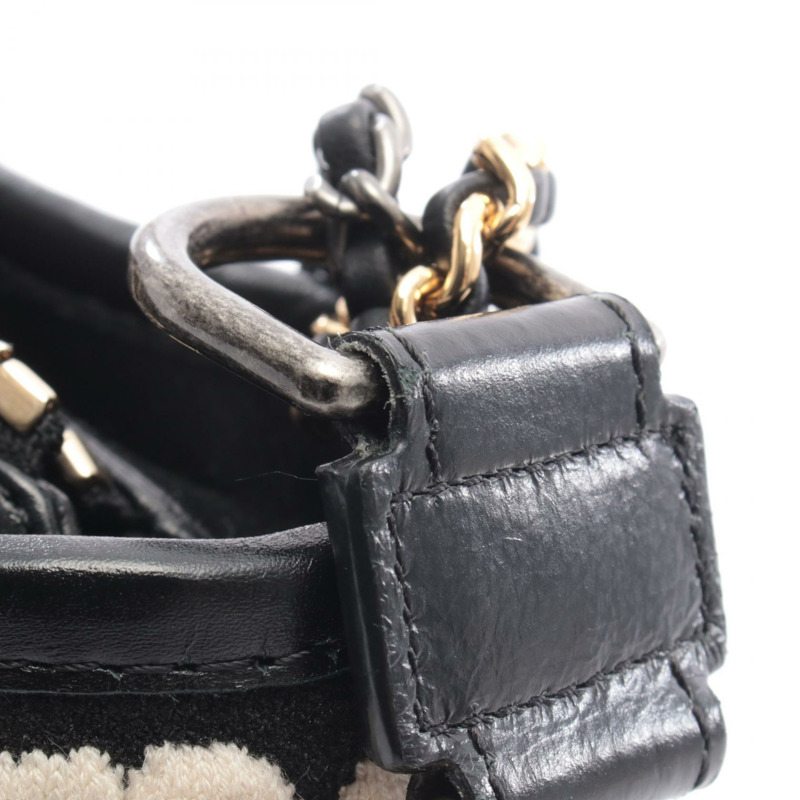 香奈兒 (CHANEL) Gabriel De Chanel 小號 Hobo 單肩包,皮革針織白色黑色二手-8