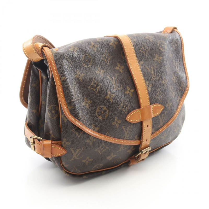 路易威登 Saumur 30 肩斜背包 M42256 Monogram 帆布 棕色 二手-1