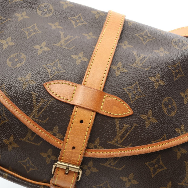 路易威登 Saumur 30 肩斜背包 M42256 Monogram 帆布 棕色 二手-10