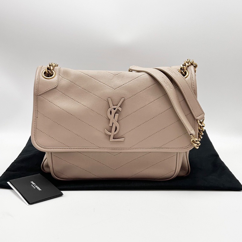 YSL 裸粉色D扣中號niki鏈條包28*20*8.5 98新配件塵袋-1