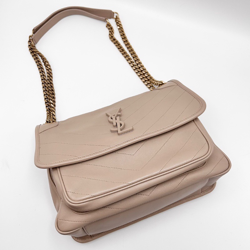 YSL 裸粉色D扣中號niki鏈條包28*20*8.5 98新配件塵袋-3