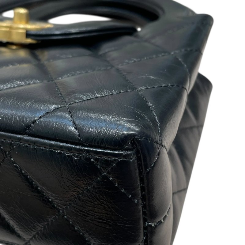 CHANEL 香奈兒 AS4416 KELLY COCO HANDLE 迷你鍊條包 皮革 黑色 金釦-7