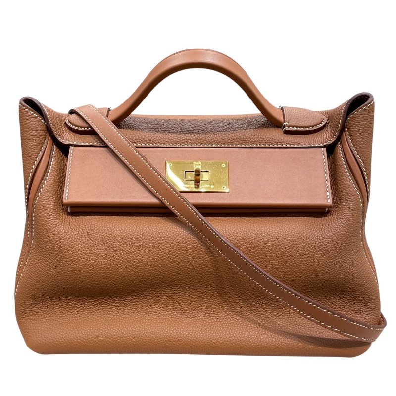 HERMES 愛馬仕 24/24 29 兩用包 皮革 金棕 金釦-0