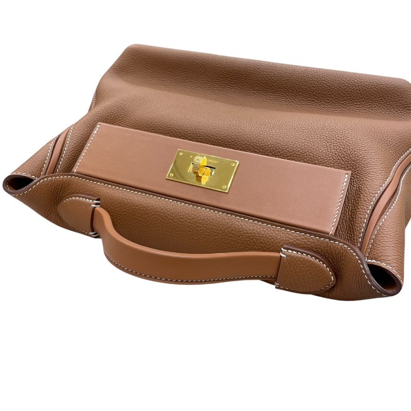 HERMES 愛馬仕 24/24 29 兩用包 皮革 金棕 金釦-10