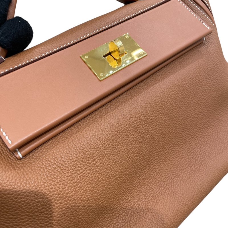 HERMES 愛馬仕 24/24 29 兩用包 皮革 金棕 金釦-11
