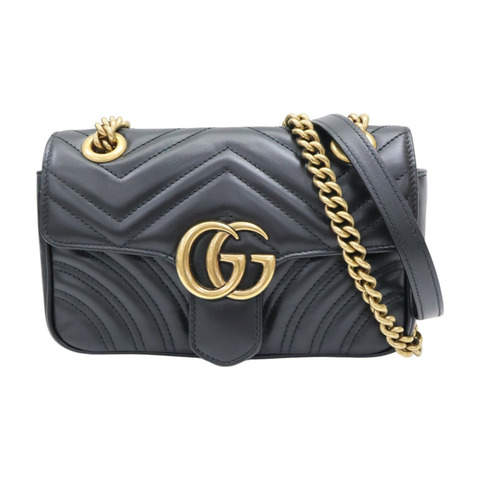 黑色 牛皮 GG Marmont 肩背包【GUCCI 古馳】 446744