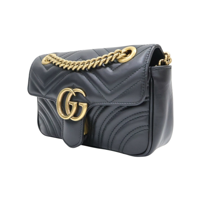 黑色 牛皮 GG Marmont 肩背包【GUCCI 古馳】 446744-2