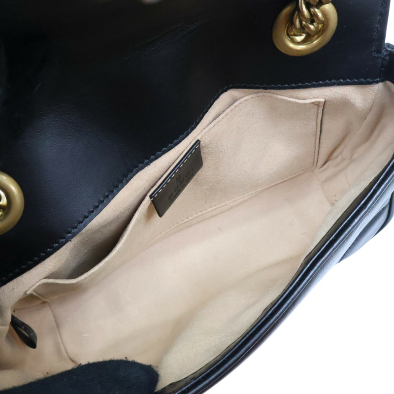 黑色 牛皮 GG Marmont 肩背包【GUCCI 古馳】 446744-4