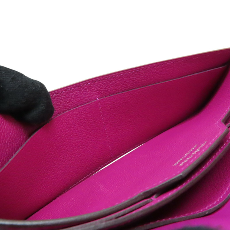 紫色 Evercoler 牛皮 Passant 子母長夾 A刻 銀扣【HERMES 愛馬仕】-7