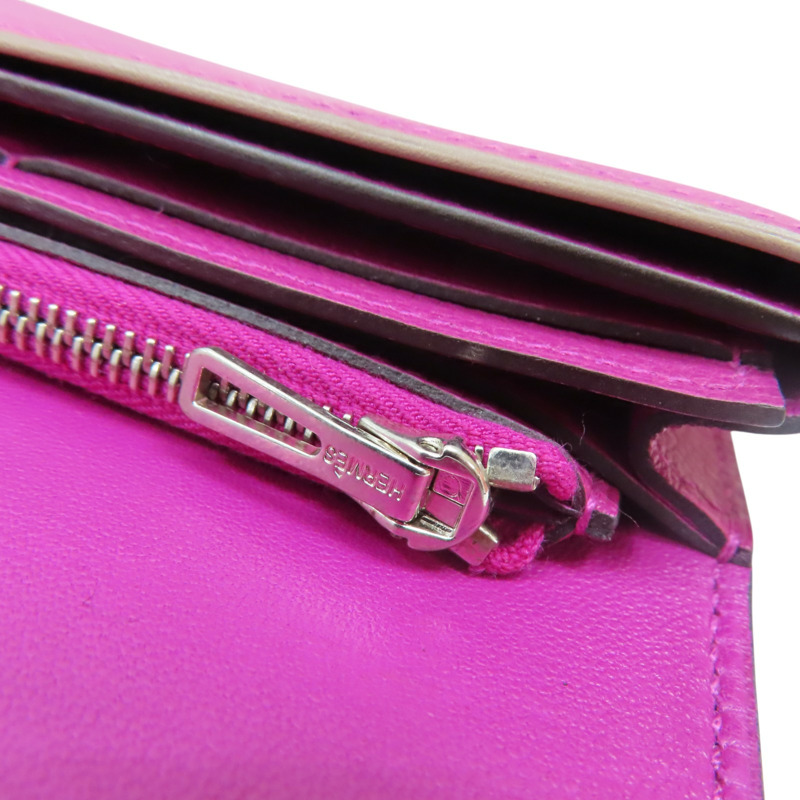 紫色 Evercoler 牛皮 Passant 子母長夾 A刻 銀扣【HERMES 愛馬仕】-18