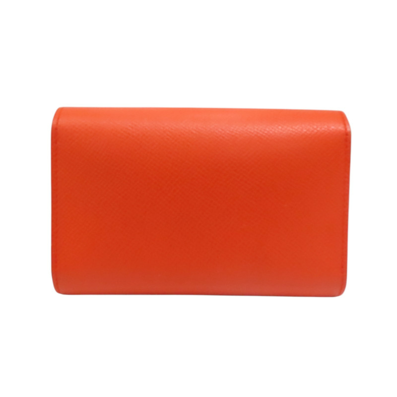 橘/粉色 Epsom牛皮 Passant 子母短夾 A刻 銀扣【HERMES 愛馬仕】-1