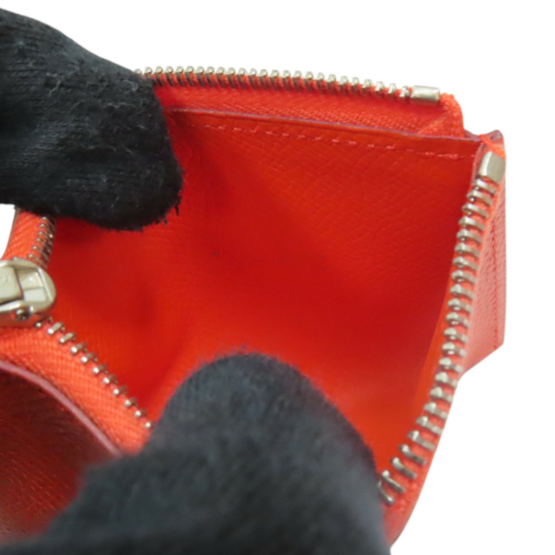 橘/粉色 Epsom牛皮 Passant 子母短夾 A刻 銀扣【HERMES 愛馬仕】-6