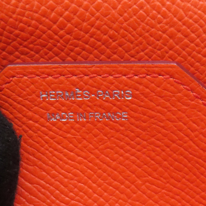 橘/粉色 Epsom牛皮 Passant 子母短夾 A刻 銀扣【HERMES 愛馬仕】-7