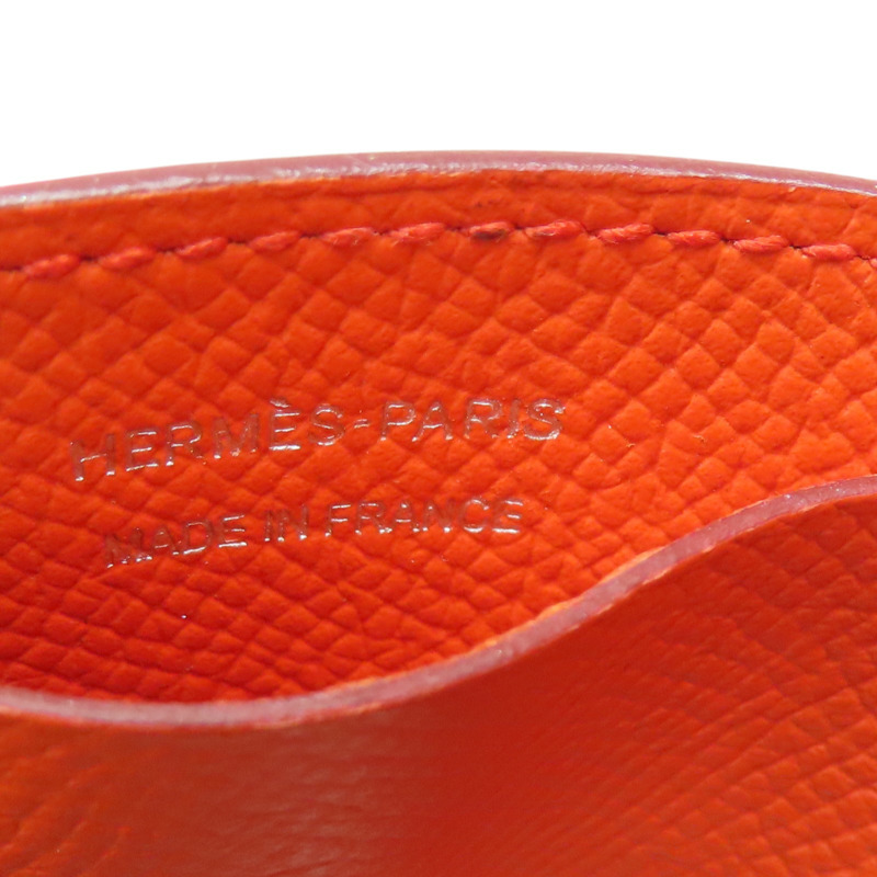 橘/粉色 Epsom牛皮 Passant 子母短夾 A刻 銀扣【HERMES 愛馬仕】-8