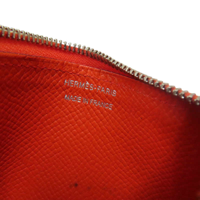 橘/粉色 Epsom牛皮 Passant 子母短夾 A刻 銀扣【HERMES 愛馬仕】-9