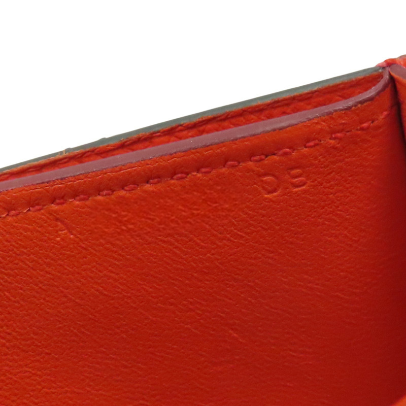 橘/粉色 Epsom牛皮 Passant 子母短夾 A刻 銀扣【HERMES 愛馬仕】-10