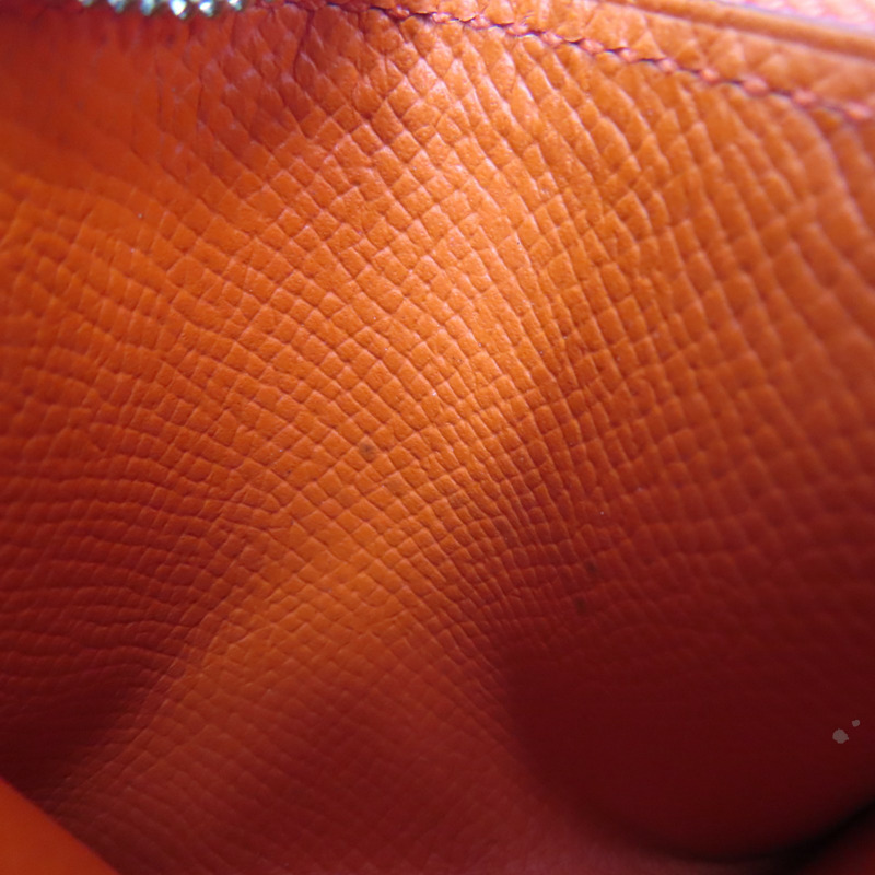 橘/粉色 Epsom牛皮 Passant 子母短夾 A刻 銀扣【HERMES 愛馬仕】-18