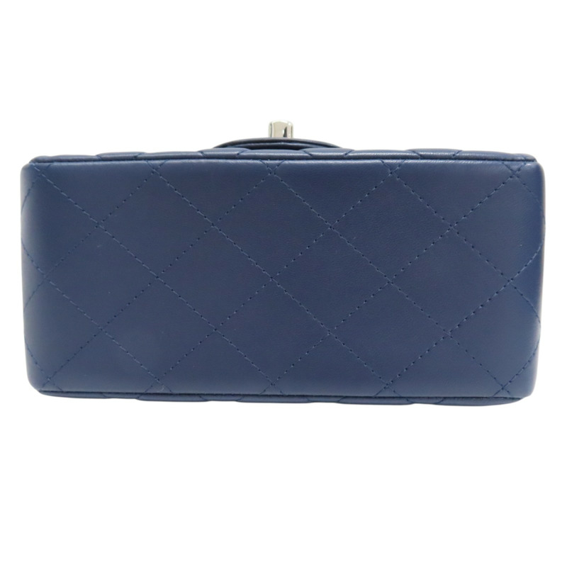 藍色 菱格紋 羊皮 COCO Mini 肩背包 銀釦【CHANEL 香奈兒】 A35200-3