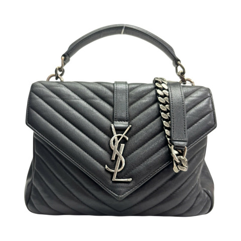 黑色 皮革 College Medium 兩用包【SAINT LAURENT YSL 聖羅蘭 】 487213