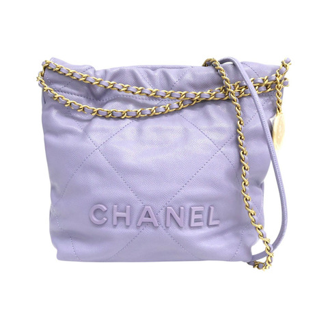 紫色 菱格紋 牛皮 22 mini 肩背包【CHANEL 香奈兒】 AS3980
