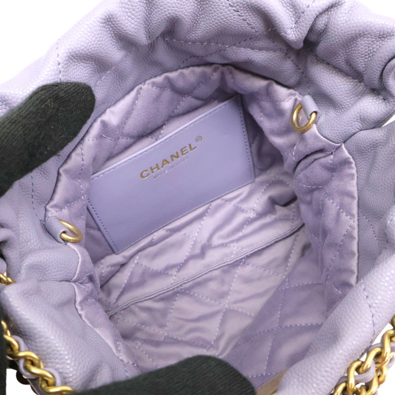 紫色 菱格紋 牛皮 22 mini 肩背包【CHANEL 香奈兒】 AS3980-4